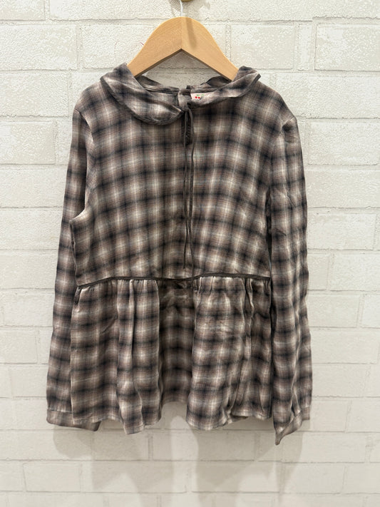 BONPOINT Plaid Peter Pan Collar Blouse / 12Y