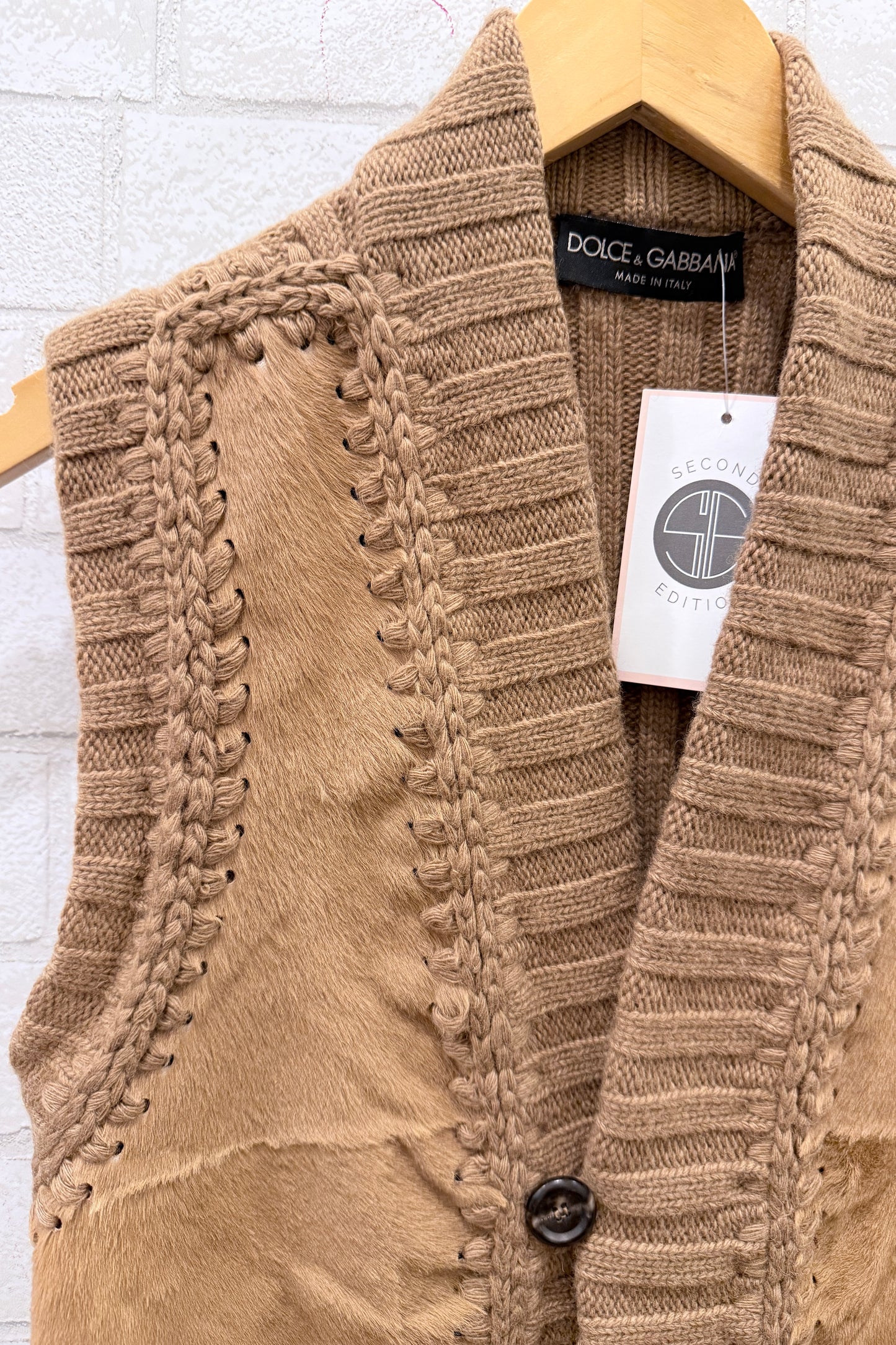 DOLCE & GABBANA Camel Sleeveless Cardigan / S