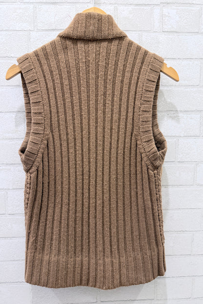 DOLCE & GABBANA Camel Sleeveless Cardigan / S