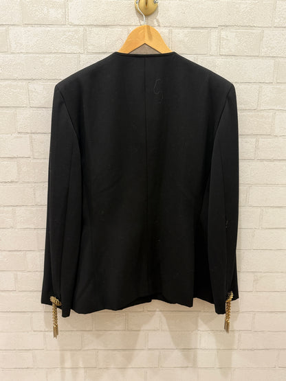 Gy Wool  Round Neck Ls Jacket with Brooch on sleeves/US10-L