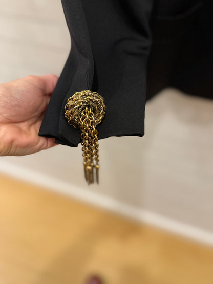 Gy Wool  Round Neck Ls Jacket with Brooch on sleeves/US10-L