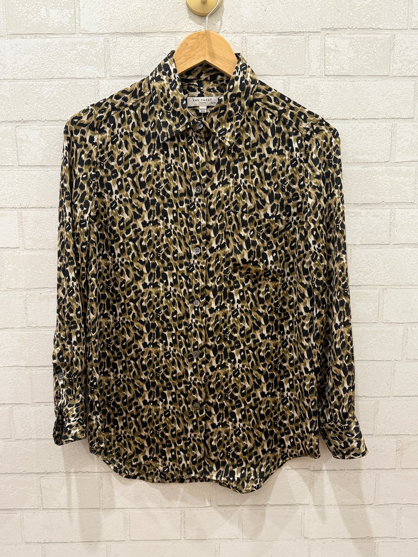 EQUIPMENT LS Leaopard Button Up blouse/ US: XS-EU:36