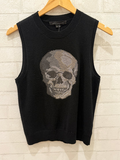 SKULL CASHMERE Tank Top With Skull&Crossbones/ US M-EU38