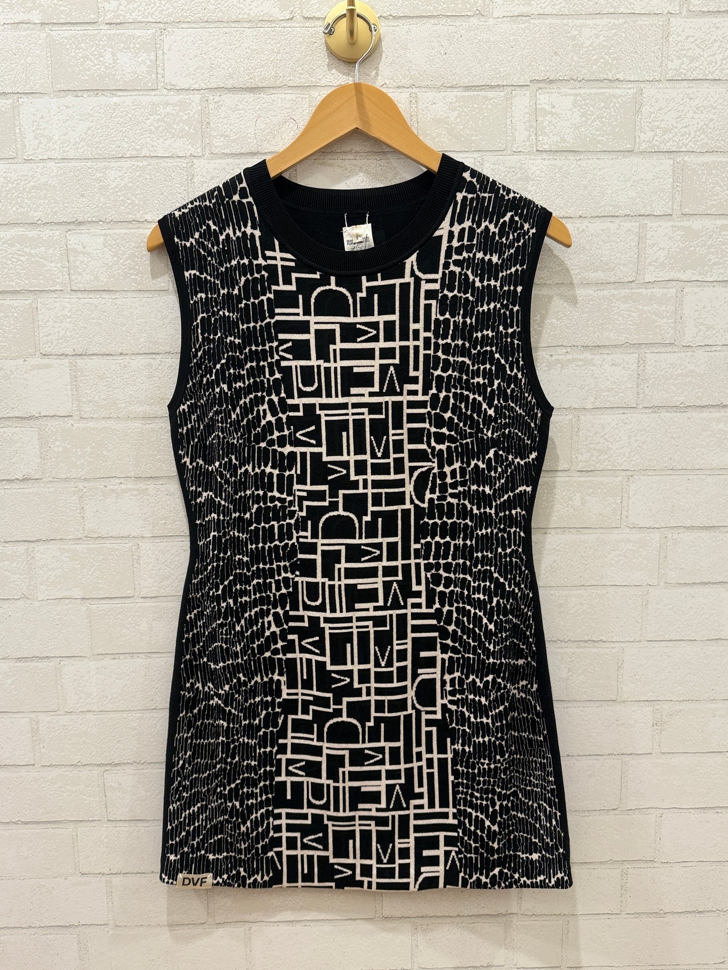 DVF  Sleeveless Knitted Graphic Printed Mini Dress/S