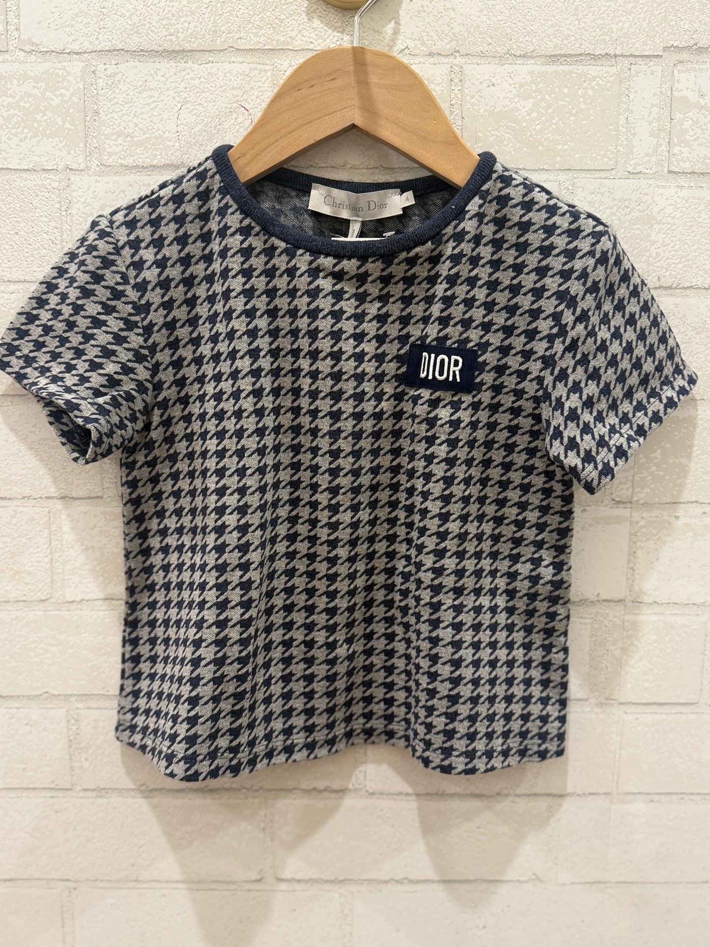 CHRISTIAN DIOR Houndstooth TShirt / 4Y