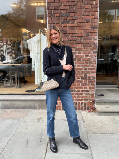 GUCCI GG Mini Bag Beige Emblem w. Black Leather