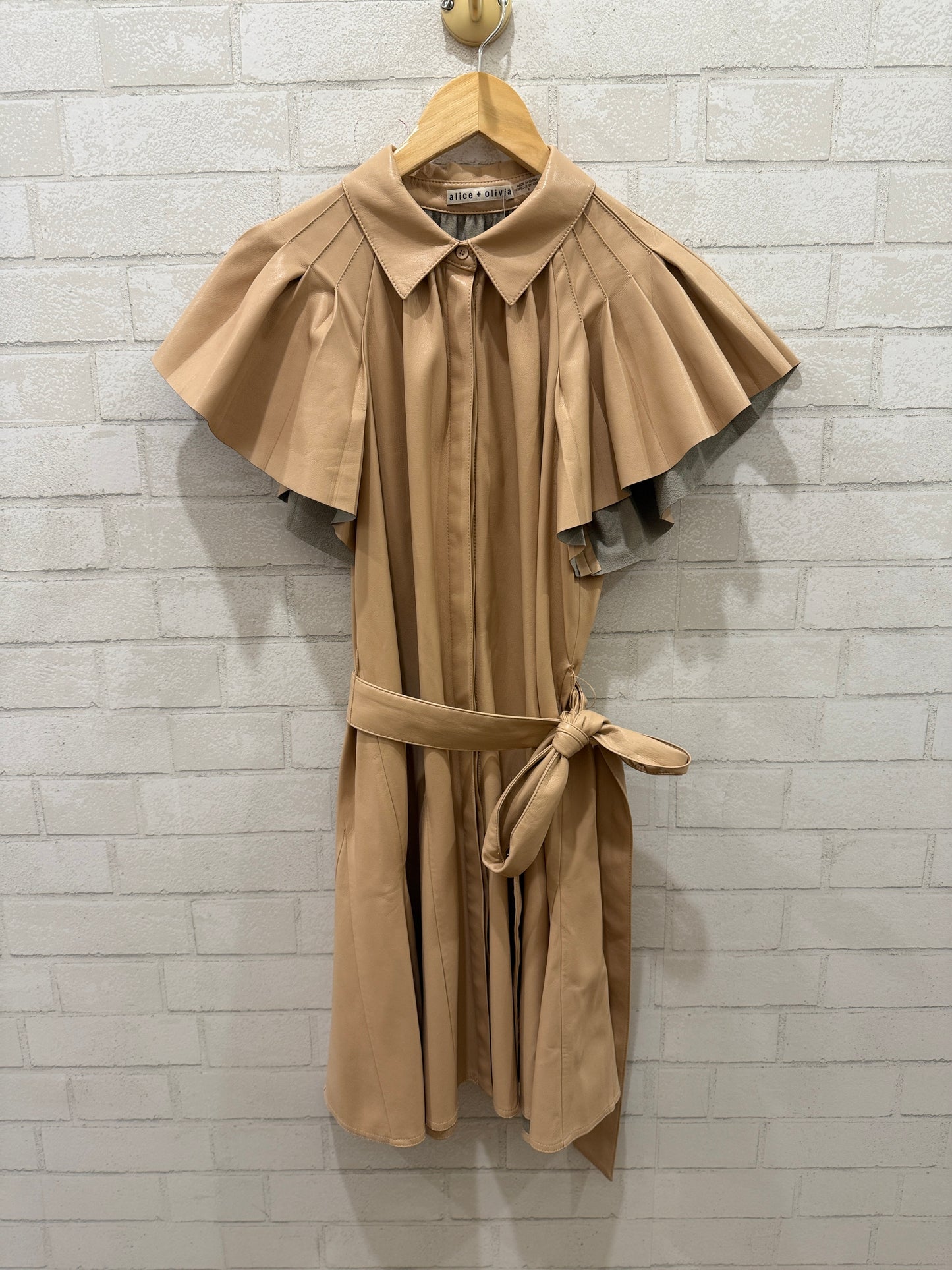 ALICE + OLIVIA Faux Leather Belted Dress SS / S-US6