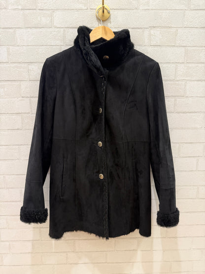 ARTICO Black Suede and Sherling Jacket / M