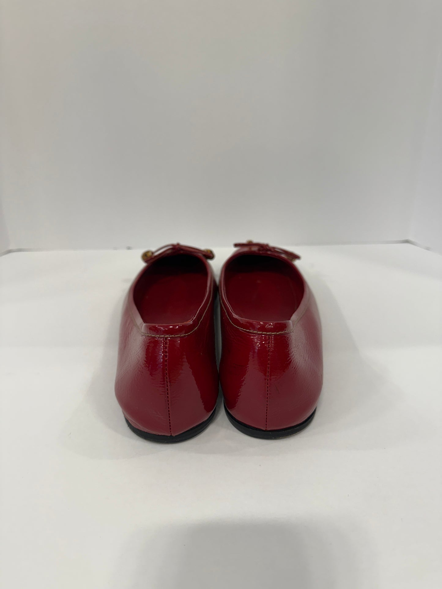 GUCCI Red Patent Leather Bamboo Bow Ballet Flats / US7.5-EU38.5