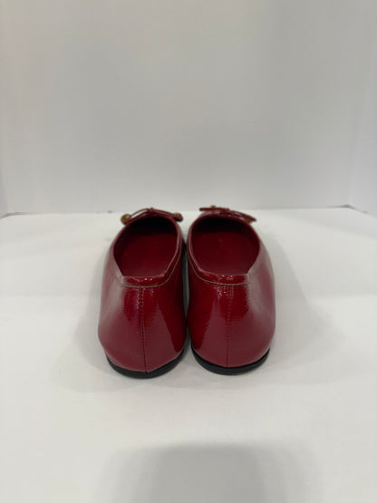 GUCCI Red Patent Leather Bamboo Bow Ballet Flats / US7.5-EU38.5