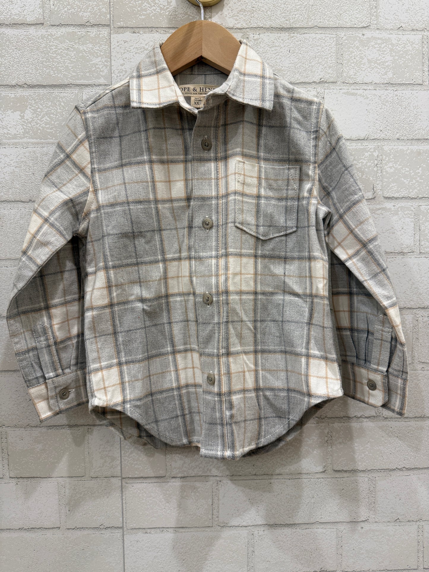HOPE & HENRY Tartan Dress Shirt/ 5Y