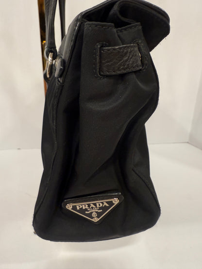 PRADA Vitello Trimmed Tessuto Easy Bag / OS