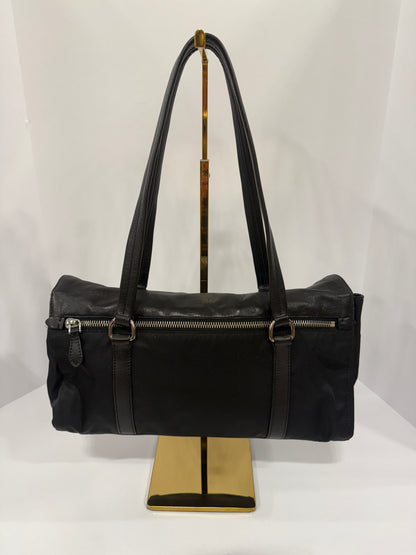 PRADA Vitello Trimmed Tessuto Easy Bag / OS