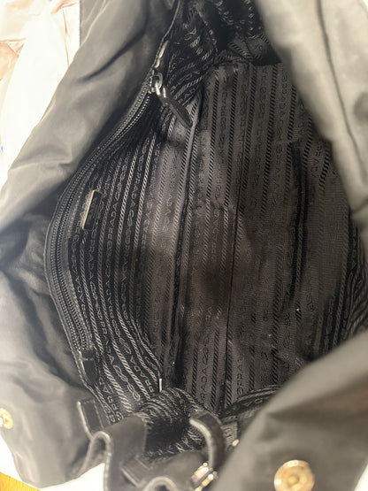 PRADA Vitello Trimmed Tessuto Easy Bag / OS