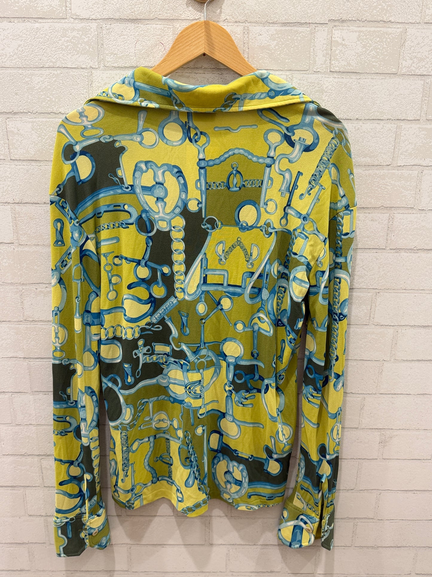 GUCCI LS V-Neck Printed Blouse/L-40