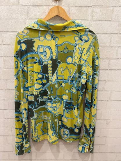 GUCCI LS V-Neck Printed Blouse/L-40