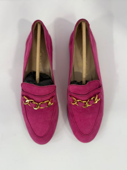 CHANEL Suede Loafer With Chain/ 5.5 -36.5