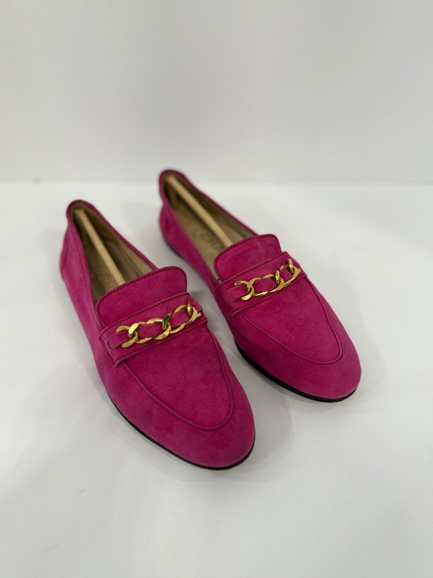 CHANEL Suede Loafer With Chain/ 5.5 -36.5