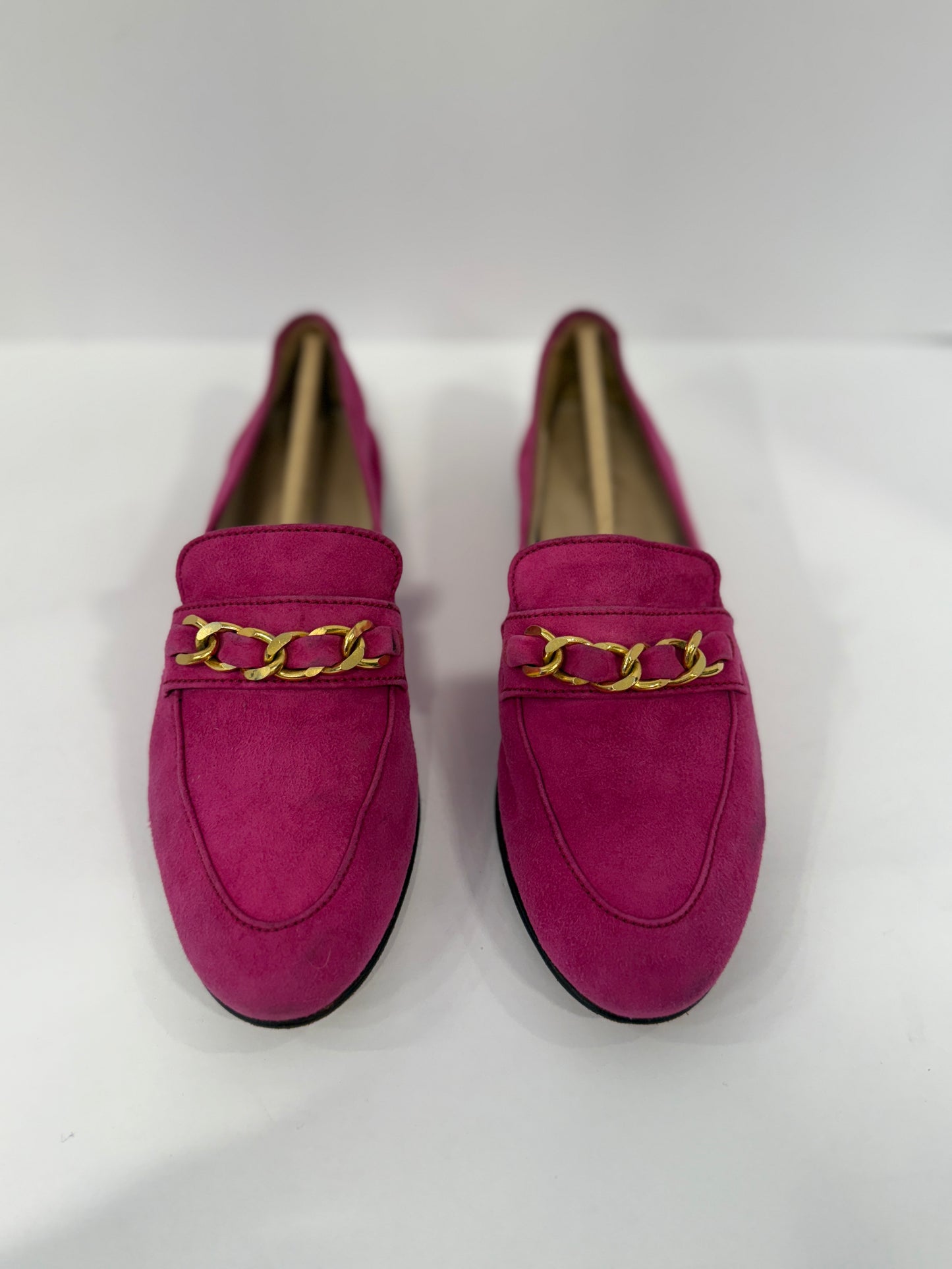 CHANEL Suede Loafer With Chain/ 5.5 -36.5