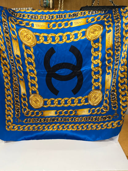 CHANEL Silk Chain Logo Scarf