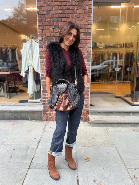 BOKTIER BiColor  Leather and Studs Bag/OS