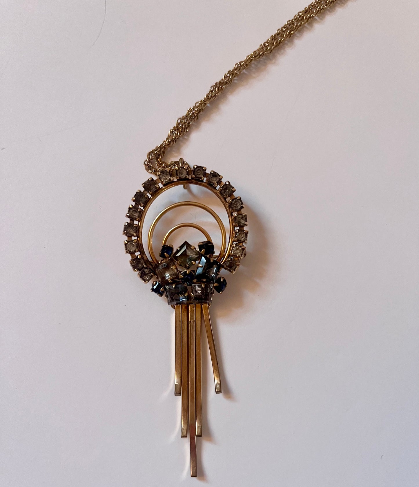 M&S Vintage  Gold-Filled Rhinestone Brooch Pin Pendant