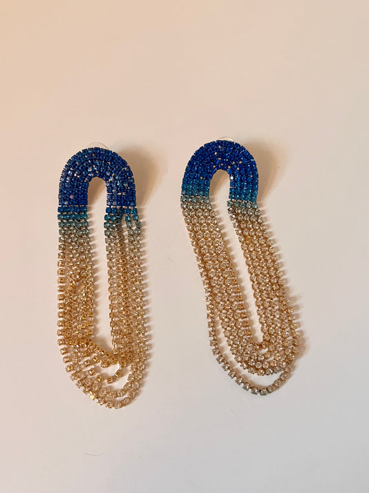 NO BRAND Blue Gradient Rhinestone Earrings