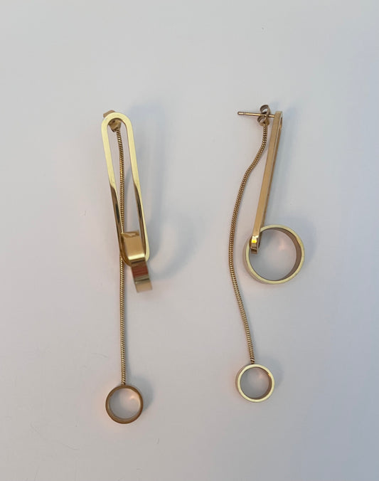 NO BRAND Gold Long Drop Dangle Earrings