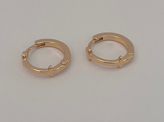 NO BRAND Gold Hoops Cross Earrings