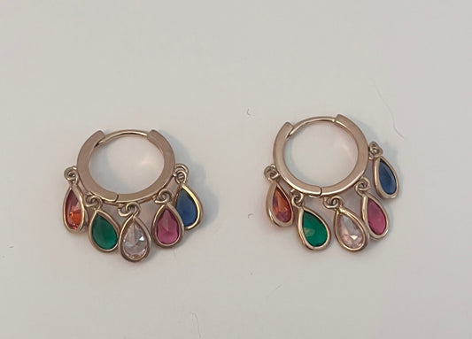 NO BRAND Rainbow Tassel Hoop earrings