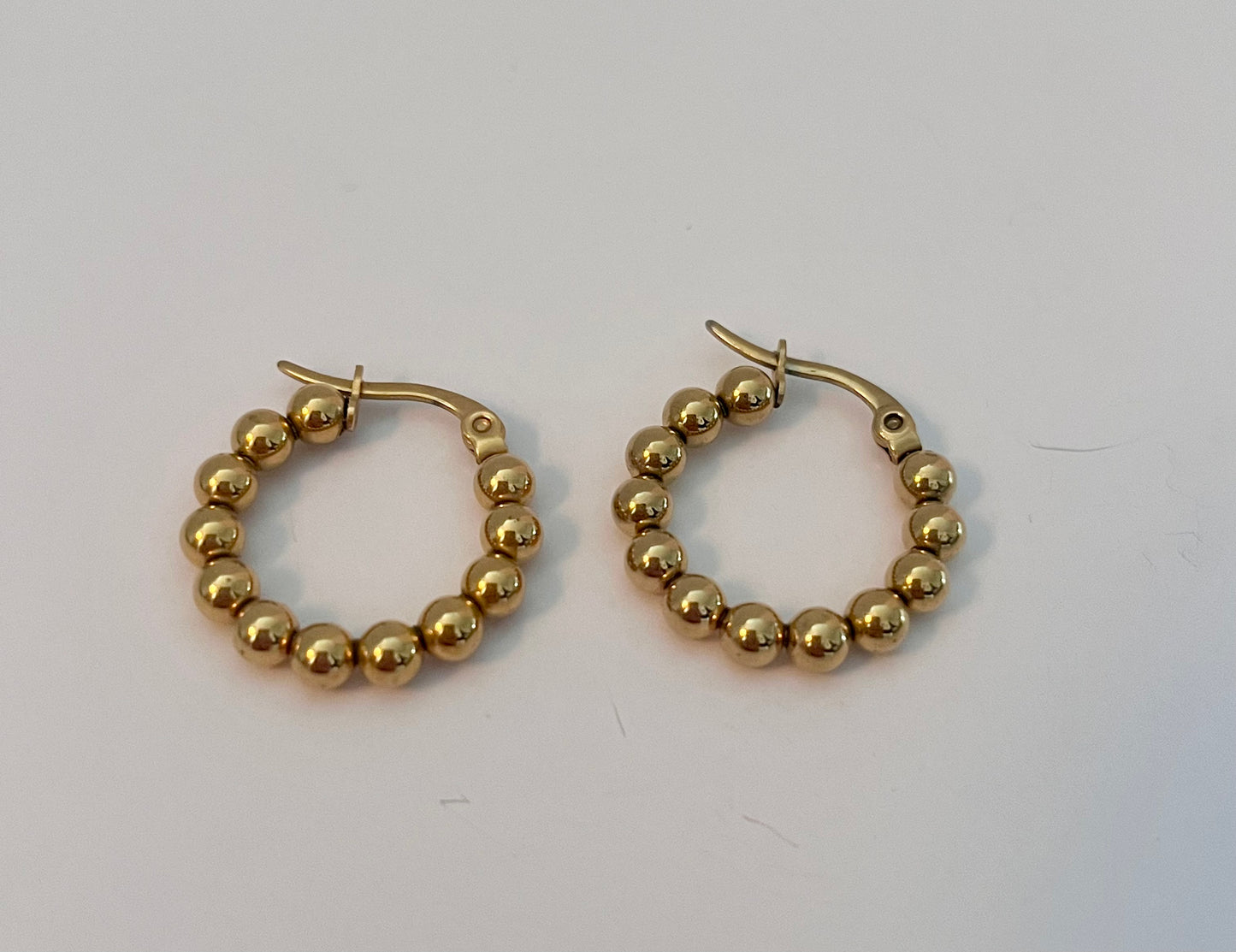NO BRAND Gold Beaded Hoop Earrings