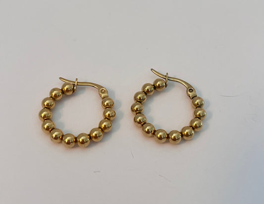 NO BRAND Gold Beaded Hoop Earrings