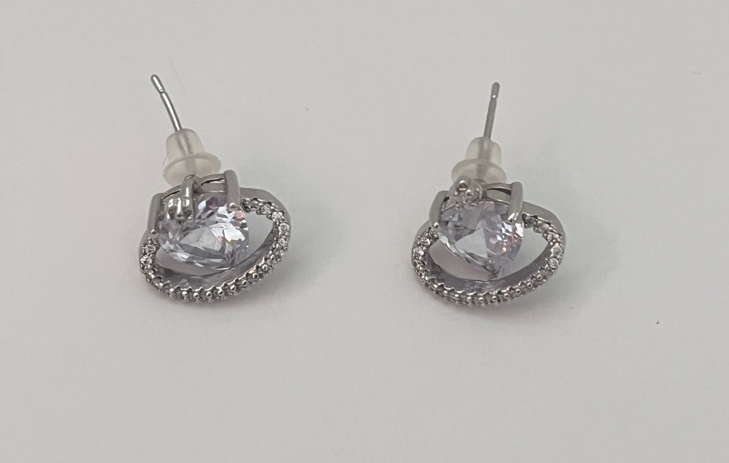 NO BRAND Heart Crystal Loop Earrings