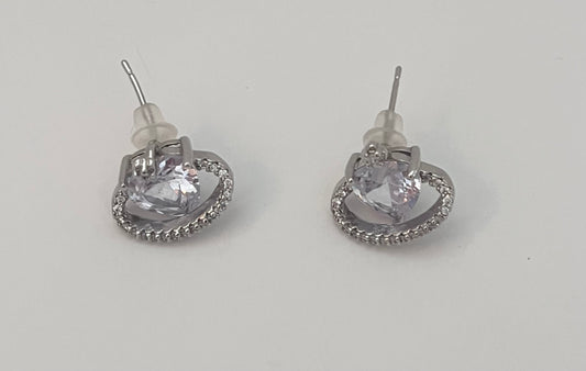 NO BRAND Heart Crystal Loop Earrings