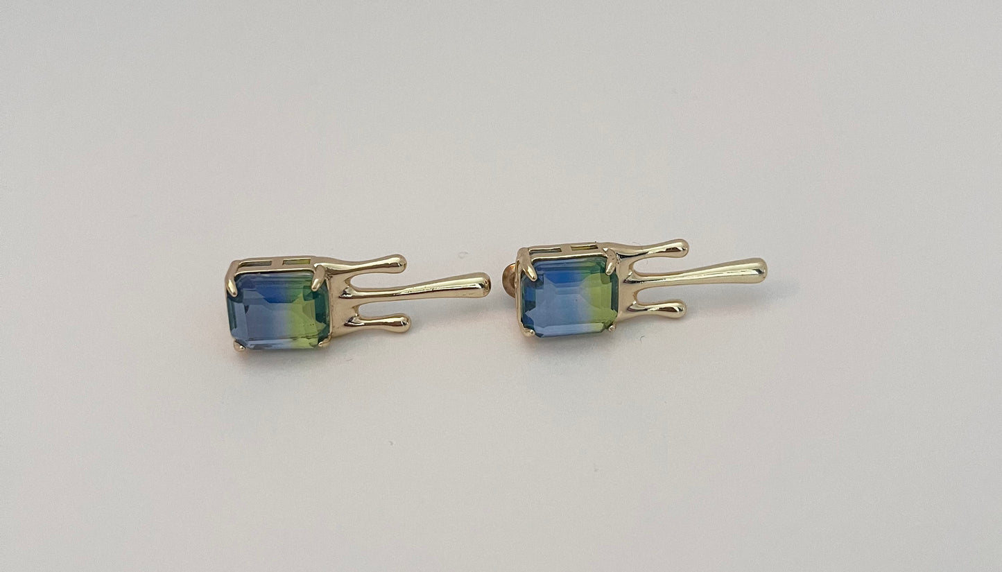 NO BRAND Gold Two Tone Blue Green Stone