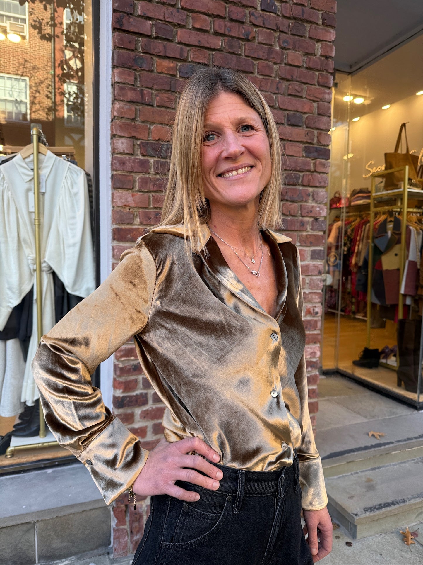 VINCE Velvet Button Down Shirt / XS