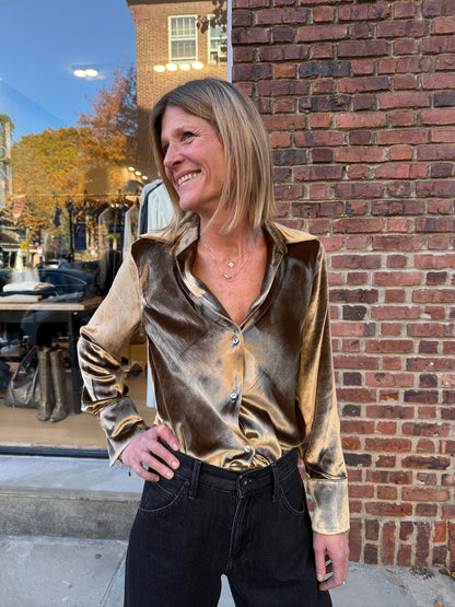 VINCE Velvet Button Down Shirt / XS