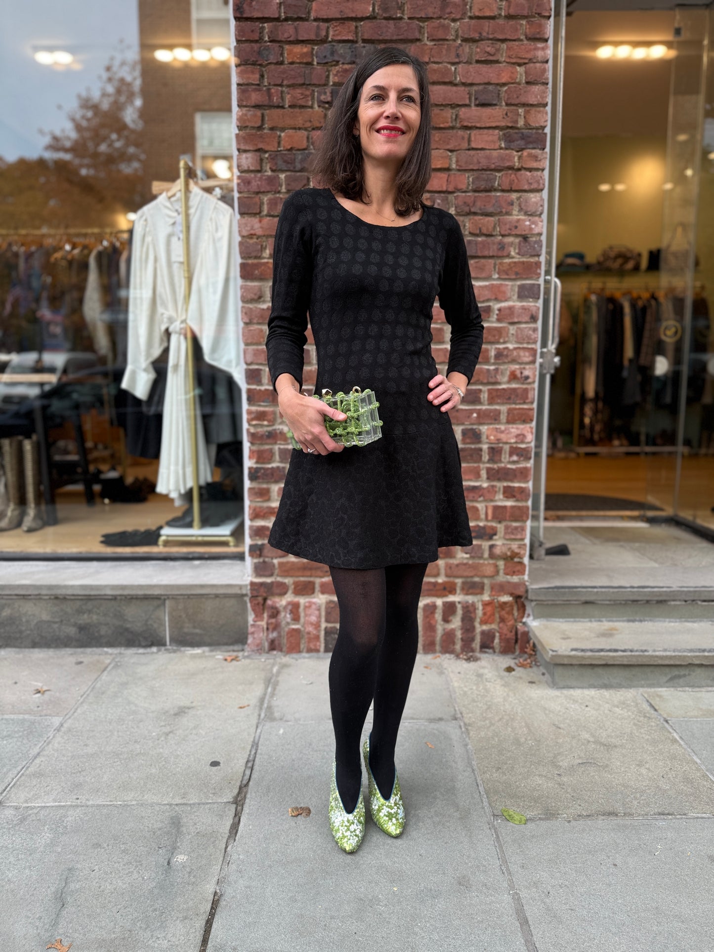 SONIA RYKIEL Metallic Dot LS Dress / M