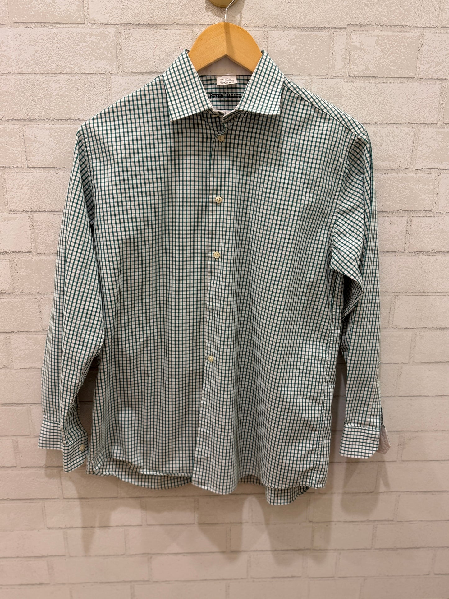 PETER ELIOTT LS Boys Shirt White & Green / 12Y