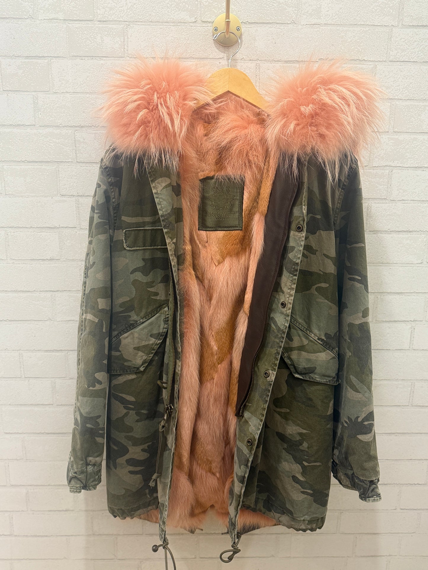 MR&MRS ITALY Camouflage Parka w. Pink Fox Fur Lining / Size M