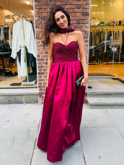 OSCAR DE LA RENTA Bustier Evening Dress + Scarf/ US:12-EU:40