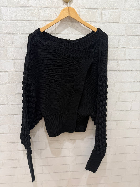 SONIA RYKIEL Textured Sleeves Cardigan / L