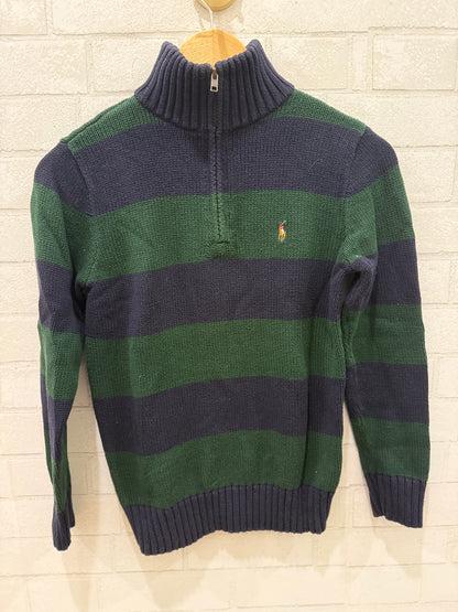 POLO RALPH LAUREN Striped Quarter-Zip Sweater / 10-12Y