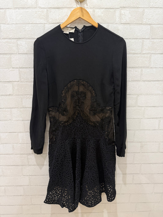 STELLA MC CARTNEY Lace Panel LS Crepe Dress / M-EU38
