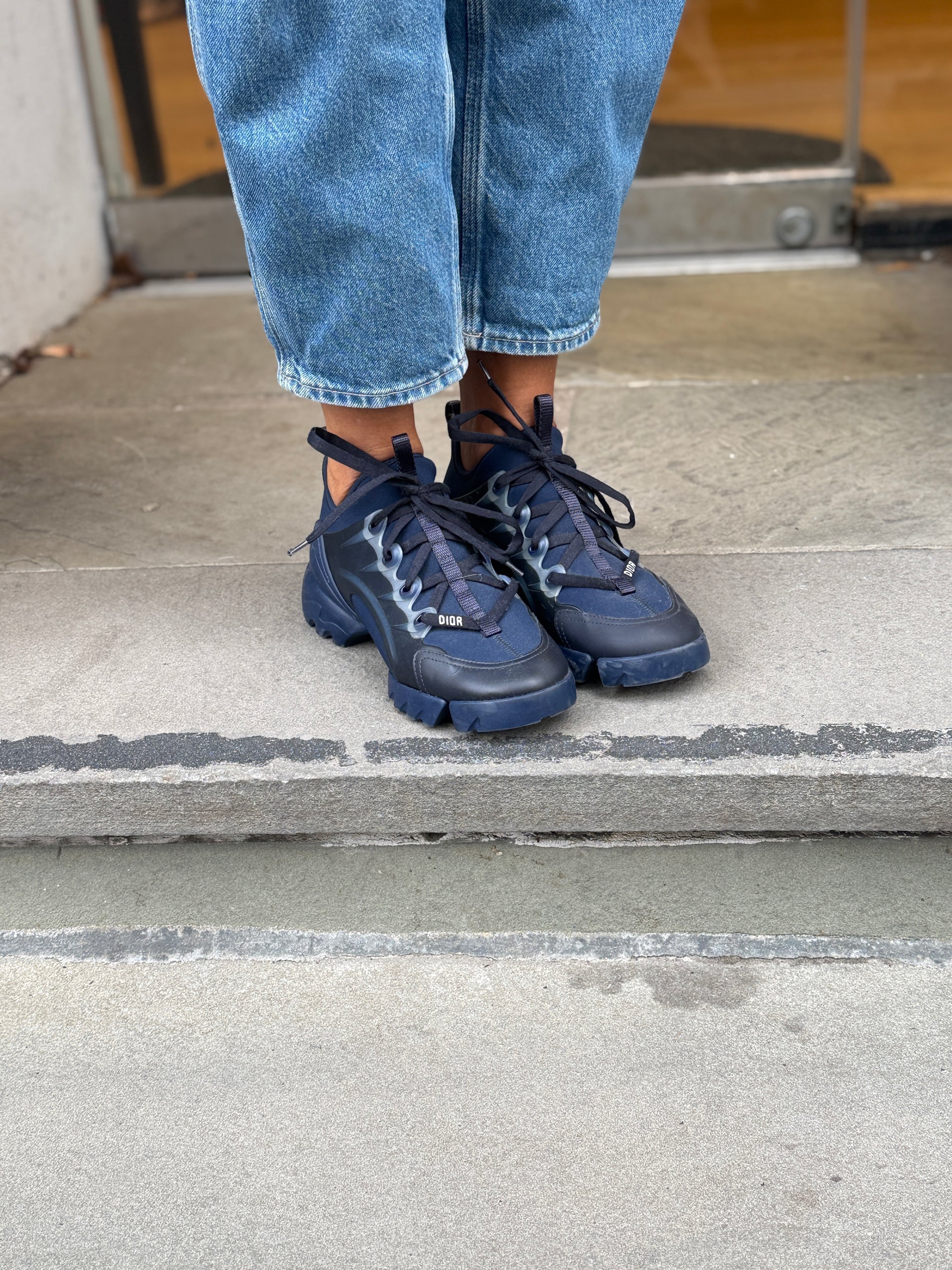 DIOR D-Connect Sneakers in Navy Blue Neoprene — Authentic Pre