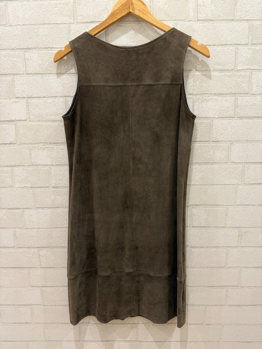 BRUNELLO CUCINELLI Leather Sleeveless Midi Dress/M-US6