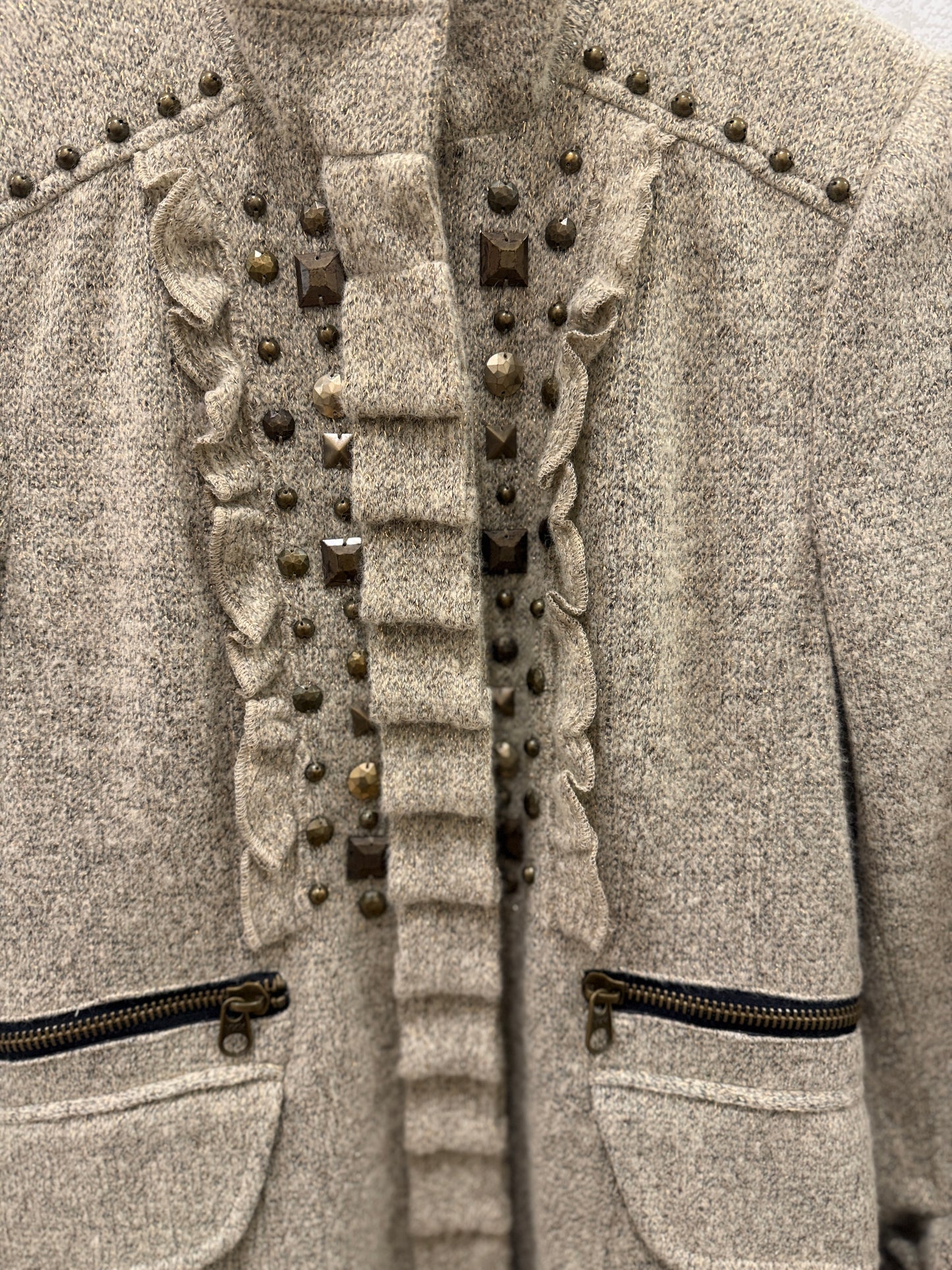 NANETTE LEPORE NWT Wool Coat With Stones/ S-36