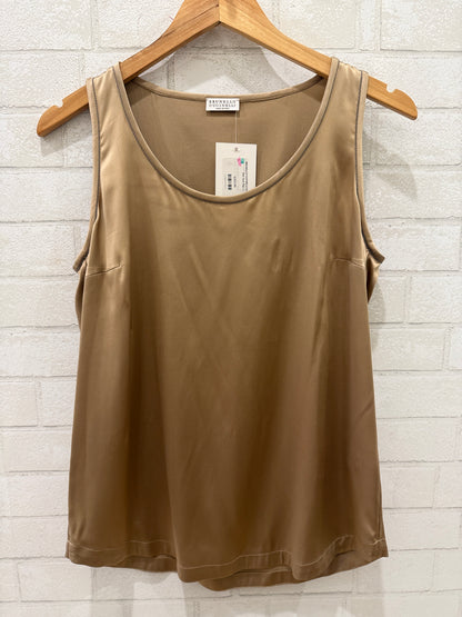 BRUNELLO CUCINELLI Chain-detail Silk Tank Top / L