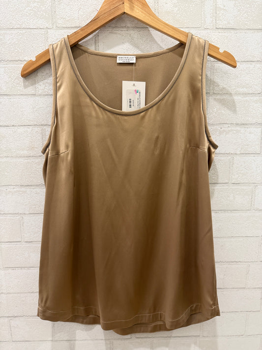 BRUNELLO CUCINELLI Chain-detail Silk Tank Top / L