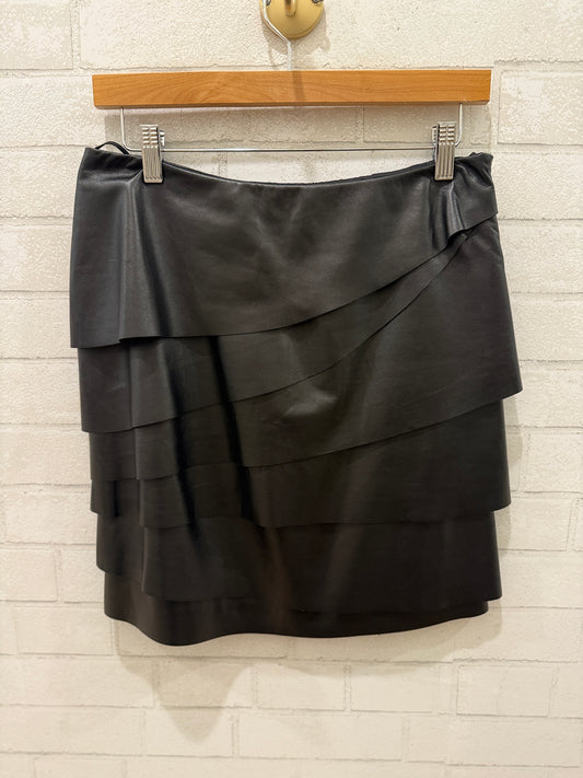 RALPH LAUREN Black Leather Mini Skirt / S-US4